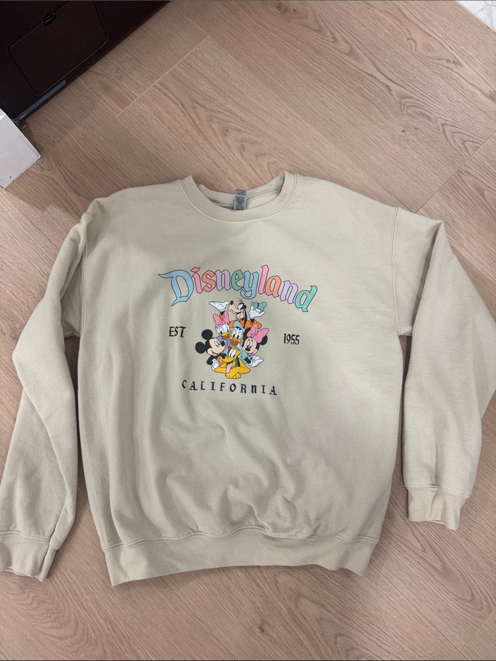 Disney Disneyland California Pastel Characters Crewneck Sweatshirt - Cream